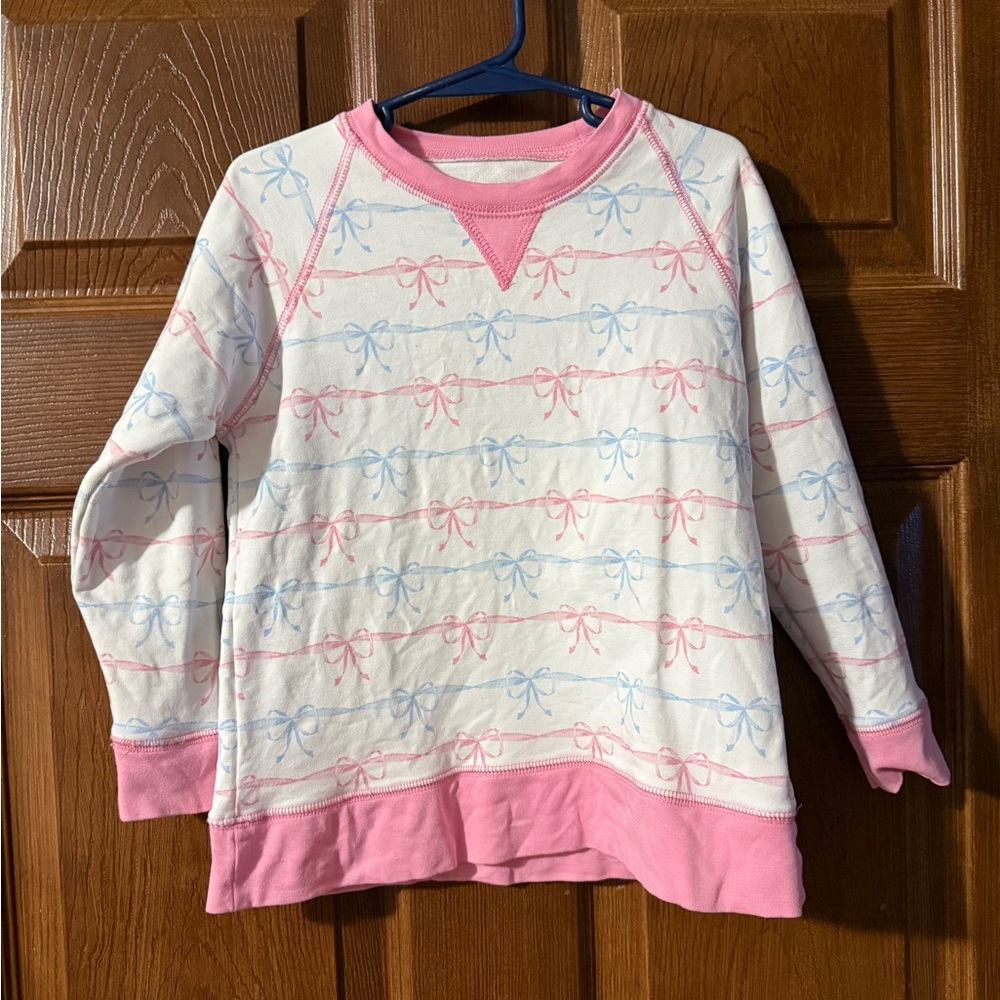 Kids Long Sleeve Pink & White Bow Print Top